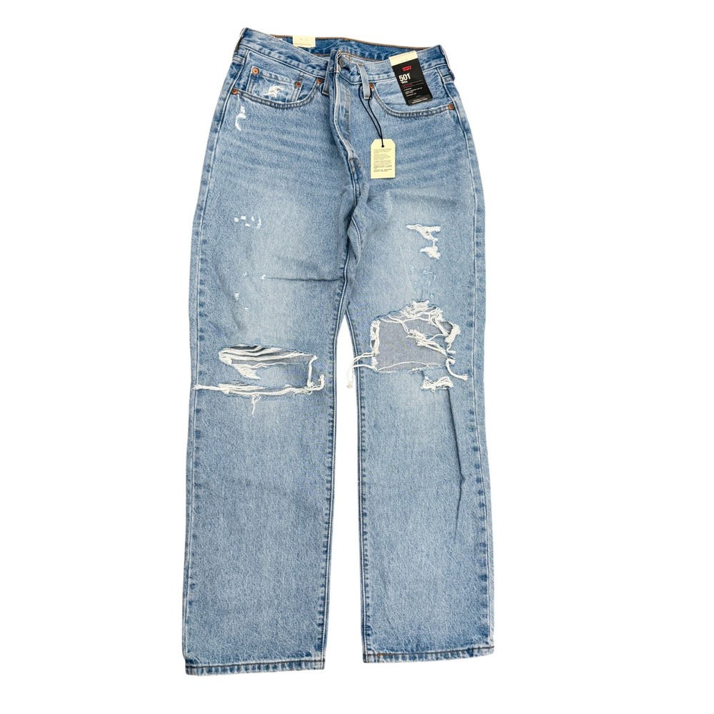 NWT Levi's Premium 501 '90s Distressed Straight Leg Jeans Light Wash 30x32 30